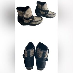 Stylish Black and Tan Wedge Ankle Boots